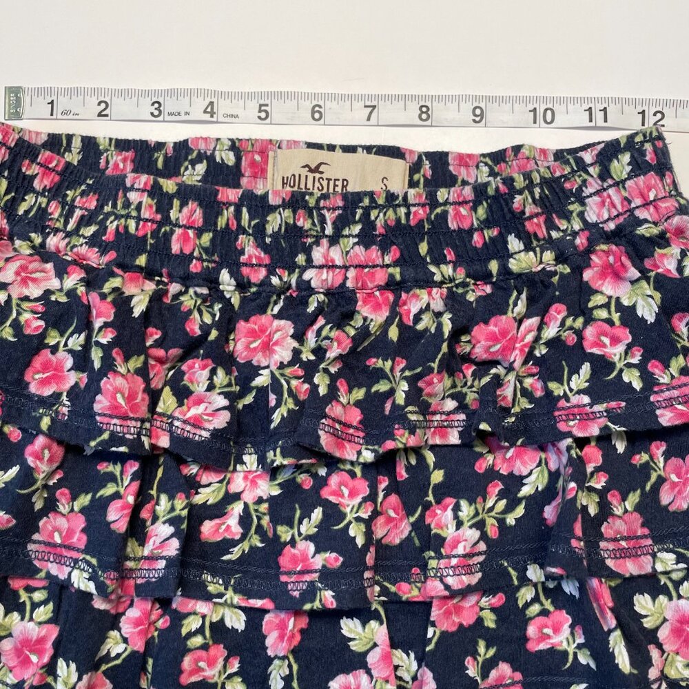Hollister Blue Pink Floral Tiered Mini Skirt - Y2K Coquette Size Small - Picture 6 of 7